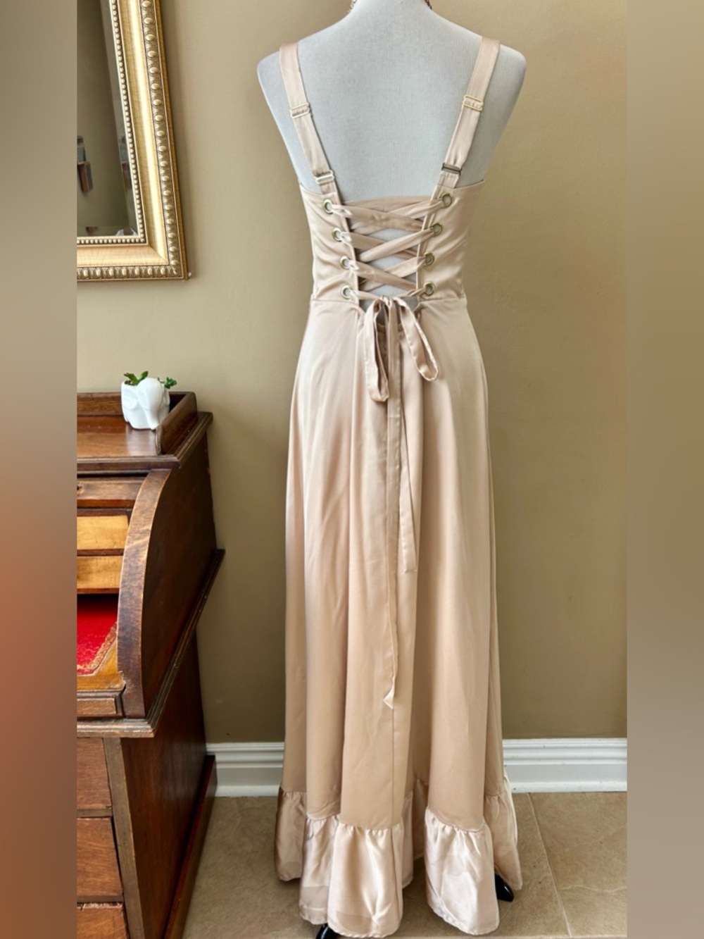 Show Me Your Mumu Clarissa Corset Dress Champagne Luxe Satin, Size M - Picture 8 of 16